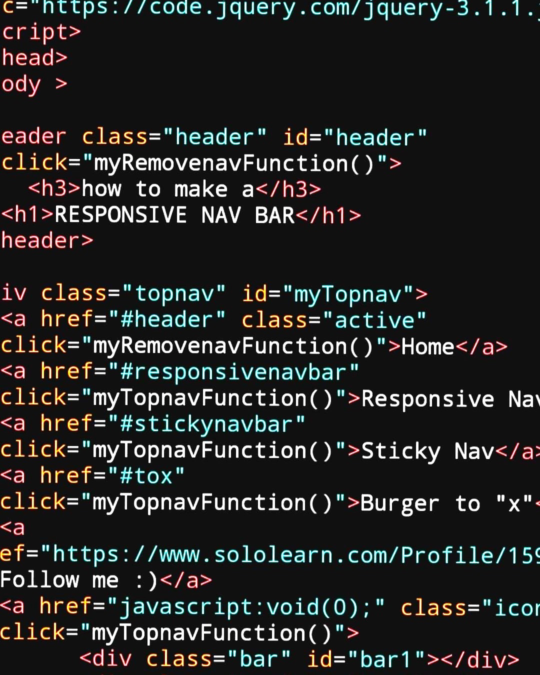 Responsive code example